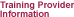 Training Provider Information